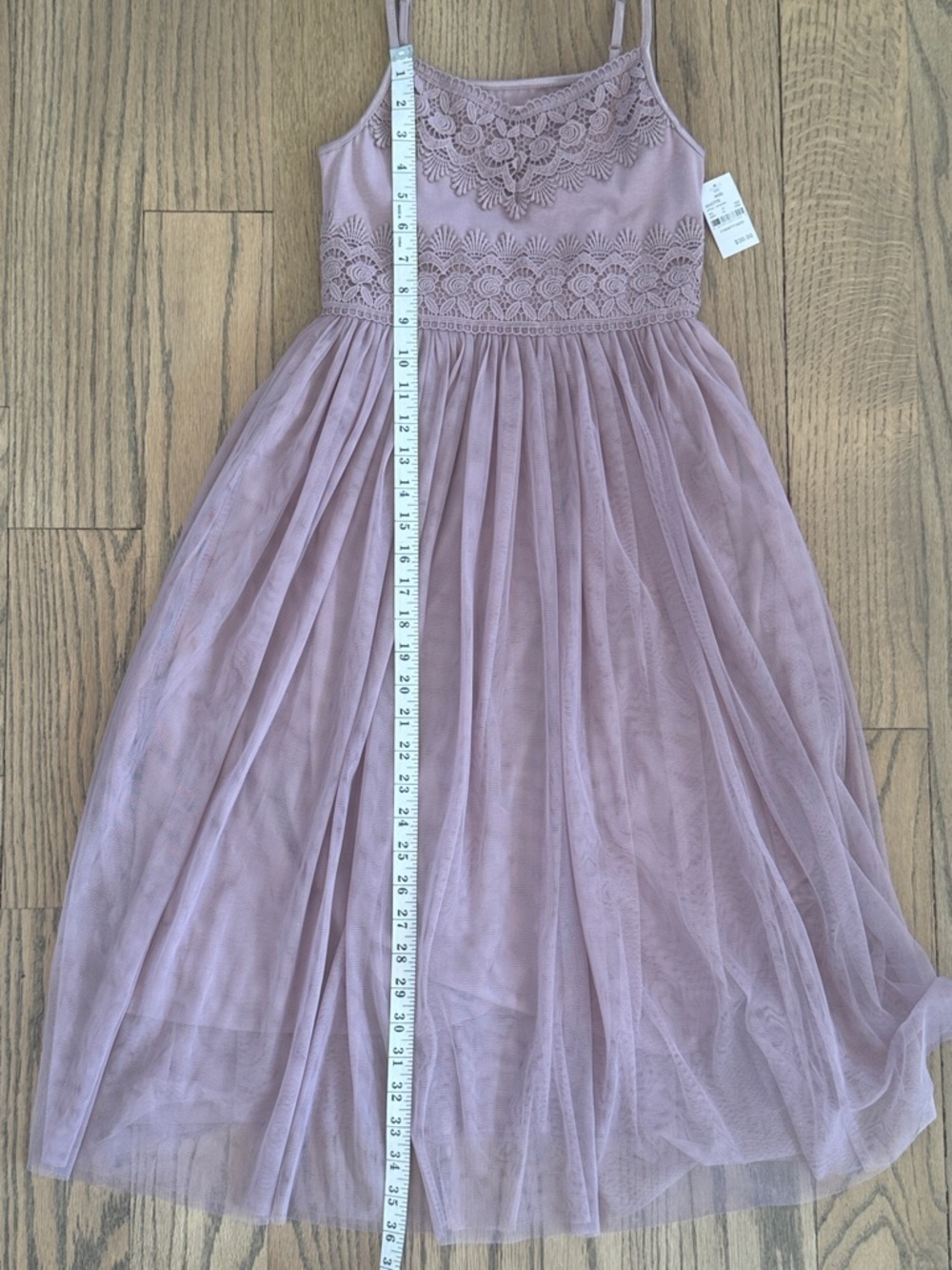 NWT Zhenzi Girls Light Mauve Lace Bodice Spaghetti Strap Dress Size Medium (8) - Picture 7 of 10